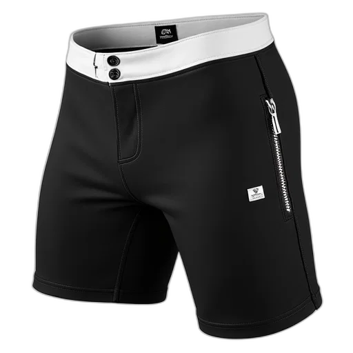 monochrome, pair, black, athletic, shorts, white, waistband, featuring transparent PNG cut-out