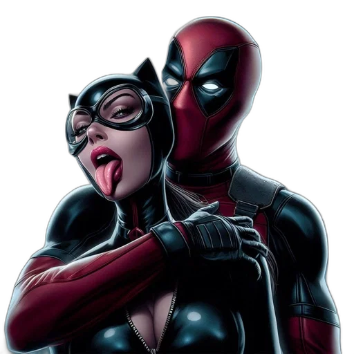 comic book art, concept art, two, iconic, comic, book, characters, deadpool transparent PNG cut-out
