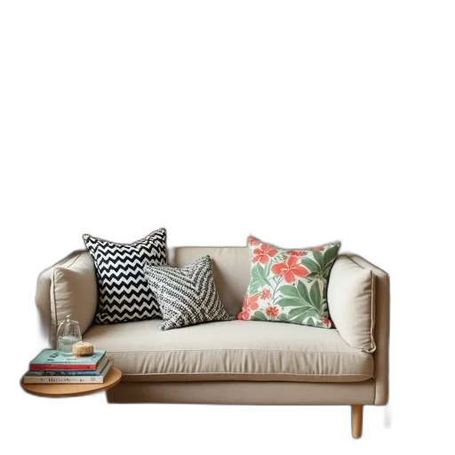 furniture, 3d render, earth tones, monochrome, green, cozy, corner, room transparent PNG cut-out