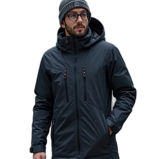 jacket, mens, outdoor, hiking, hooded, coat, windproof, winter transparent PNG cut-out