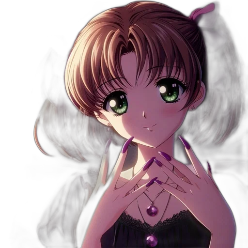 jewelry, dress, staff, anime, pixel art, vaporwave, cartoon, dark transparent PNG cut-out