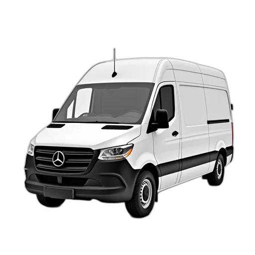 car, 3d render, photorealistic, cartoon, white, van, black, front transparent PNG cut-out