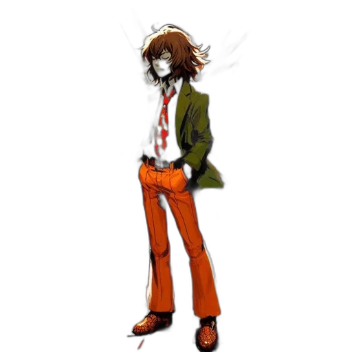 staff, jacket, concept art, pixel art, cartoon, anime, earth tones, monochrome transparent PNG cut-out