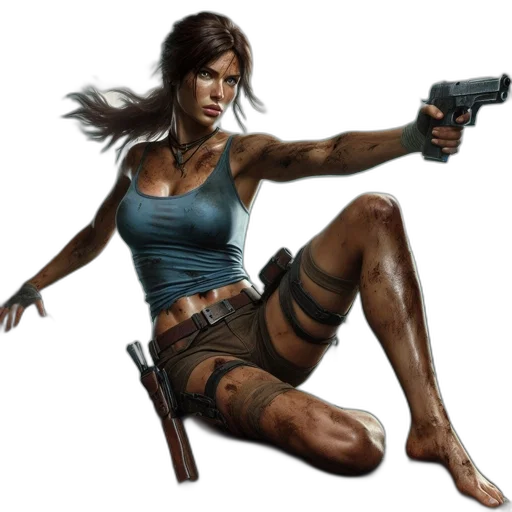 weapon, concept art, fantasy art, comic book art, photorealistic, female, character, shown transparent PNG cut-out