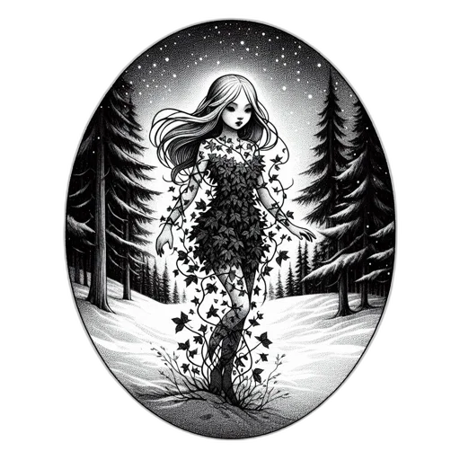 dress, creature, hair, tree, fantasy art, comic book art, concept art, pixel art transparent PNG cut-out