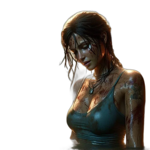 concept art, comic book art, photorealistic, fantasy art, underwater, rain, blue, woman transparent PNG cut-out