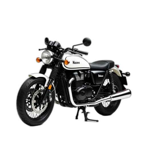 photorealistic, black, white, motorcycle, sidecar, displayed, against, plain transparent PNG cut-out
