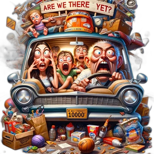 car, concept art, comic book art, comical, scene, featuring, overcrowded, during transparent PNG cut-out