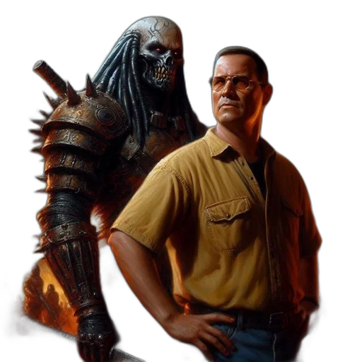 staff, creature, robot, concept art, fantasy art, comic book art, photorealistic, man transparent PNG cut-out