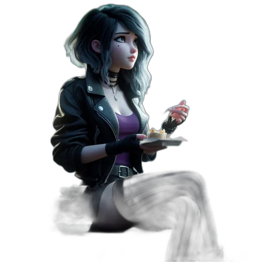 jacket, staff, robot, face, concept art, fantasy art, cyberpunk, pixel art transparent PNG cut-out