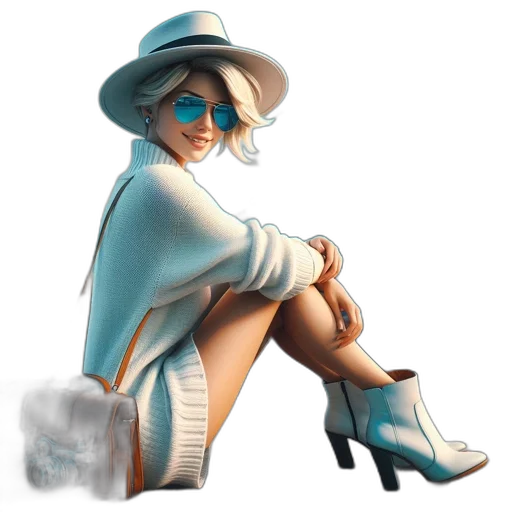 shoes, dress, hat, staff, concept art, 3d render, fantasy art, photorealistic transparent PNG cut-out