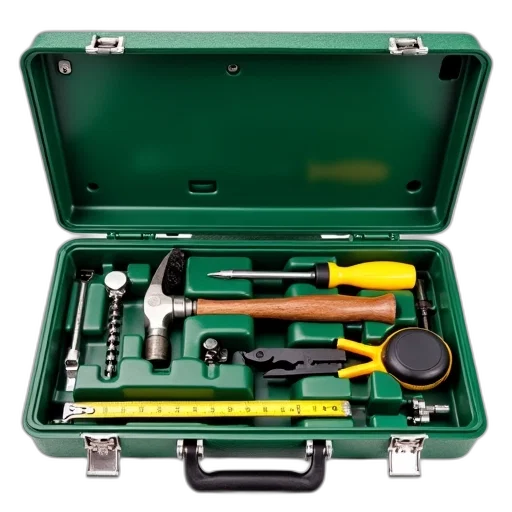 staff, weapon, green, toolbox, open, displaying, various, tools transparent PNG cut-out