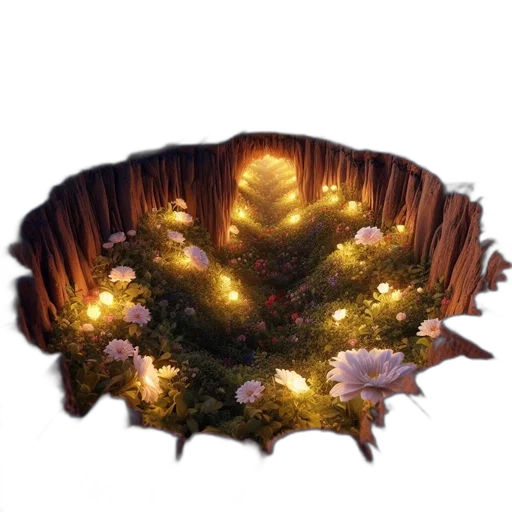 crown, flower, hat, tree, 3d render, concept art, fantasy art, photorealistic transparent PNG cut-out