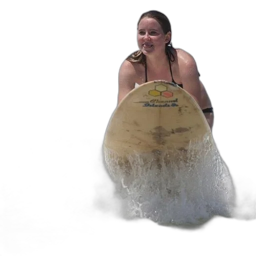 underwater, woman, bikini, riding, surfboard, ocean transparent PNG cut-out