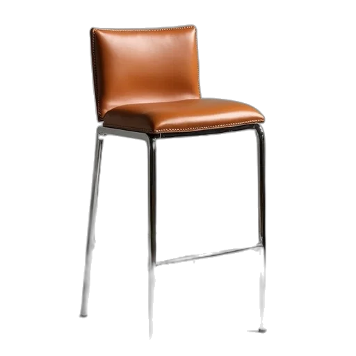 furniture, staff, 3d render, photorealistic, metal, barstool, tan, leather transparent PNG cut-out