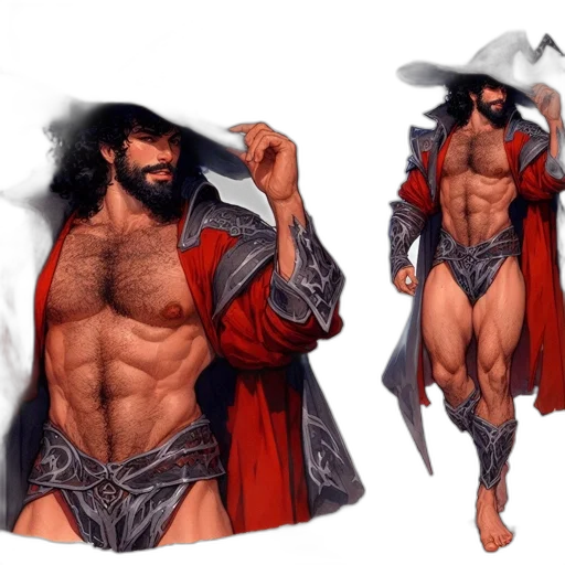 concept art, comic book art, fantasy art, pixel art, imposing, muscular, man, long transparent PNG cut-out