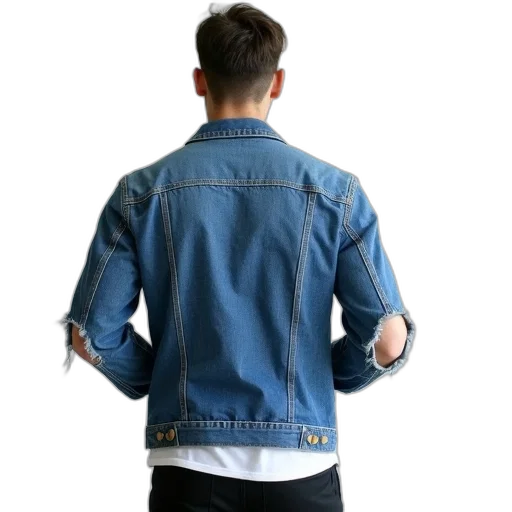 jacket, 3d render, photorealistic, vaporwave, blue, man, standing, his transparent PNG cut-out