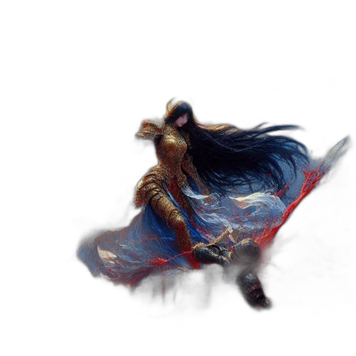 sword, weapon, hair, staff, concept art, fantasy art, comic book art, 3d render transparent PNG cut-out
