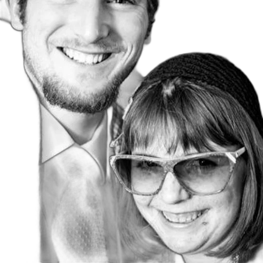 face, staff, photorealistic, pencil sketch, black-and-white, photo, two, people transparent PNG cut-out