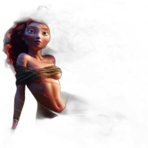 creature, dress, face, concept art, fantasy art, 3d render, comic book art, fire transparent PNG cut-out