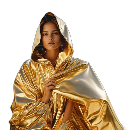 jacket, jewelry, dress, concept art, photorealistic, oil painting, 3d render, golden transparent PNG cut-out