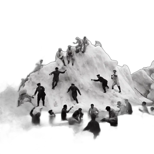 concept art, fantasy art, 3d render, comic book art, fog, snow, underwater, forest transparent PNG cut-out