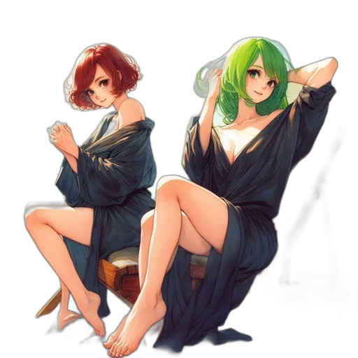 dress, staff, pixel art, anime, concept art, watercolor, fire, green transparent PNG cut-out