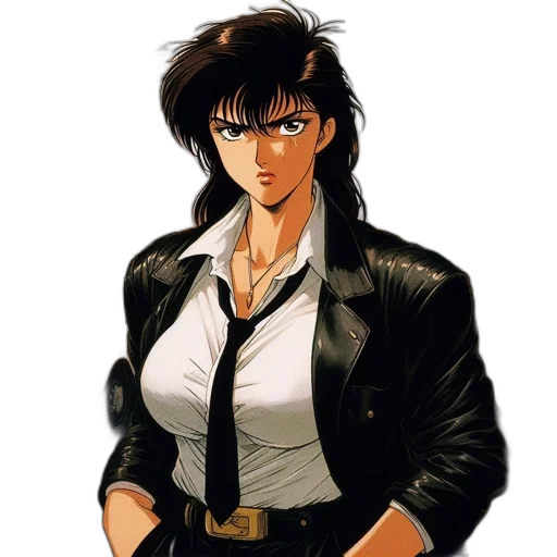 jacket, weapon, anime, comic book art, concept art, cyberpunk, dark, animated transparent PNG cut-out