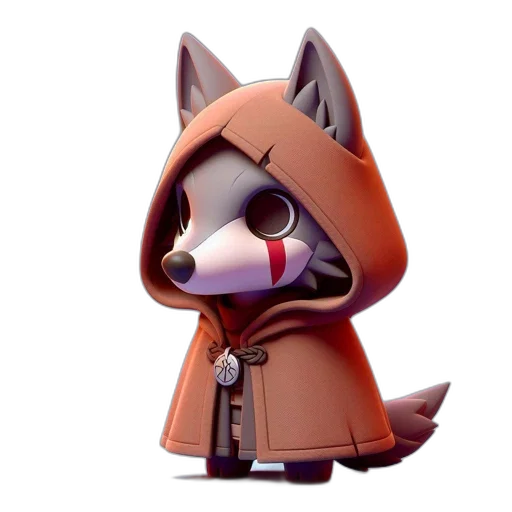 staff, jacket, 3d render, concept art, pixel art, fantasy art, hooded, animal transparent PNG cut-out