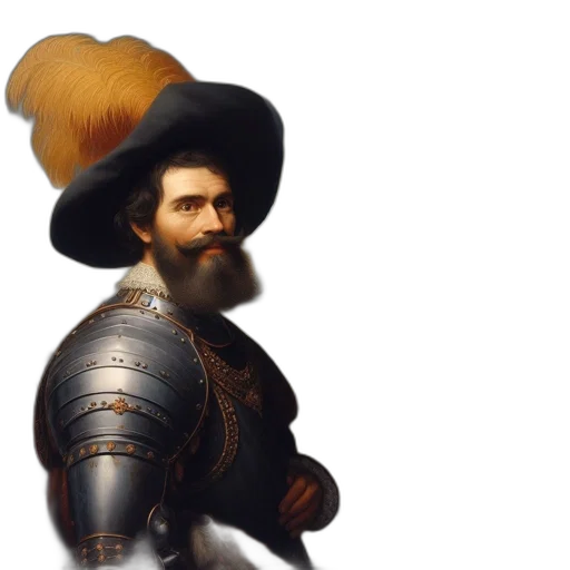 sword, hat, crown, face, photorealistic, oil painting, fantasy art, concept art transparent PNG cut-out