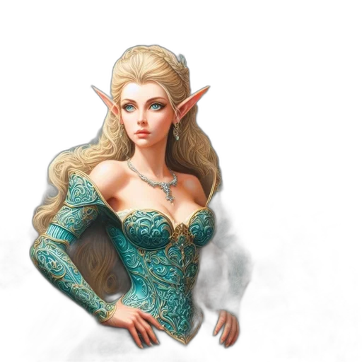 dragon, dress, jewelry, fantasy art transparent PNG cut-out