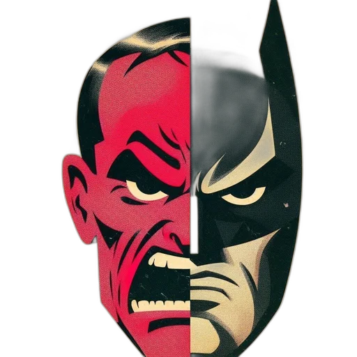 mask, face, comic book art, concept art, cartoon, fantasy art, red, two transparent PNG cut-out