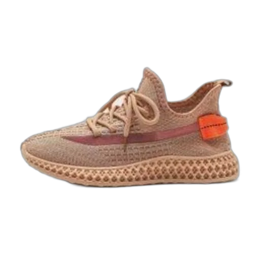 shoes, modern, sneaker, beige, knit, upper, orange, accents transparent PNG cut-out