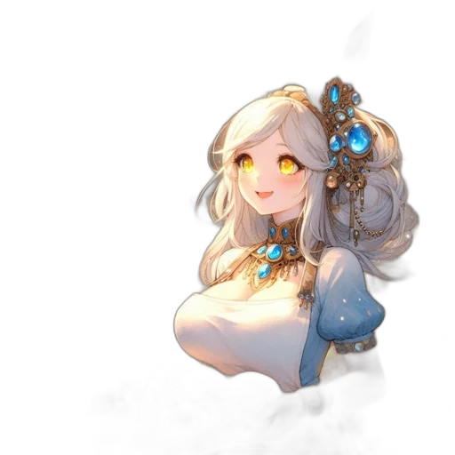 staff, dress, crown, jewelry, fantasy art, concept art, pixel art, anime transparent PNG cut-out