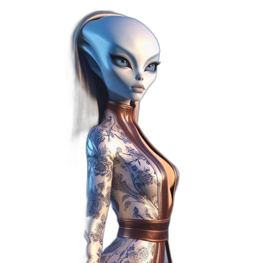 dress, robot, creature, staff, concept art, fantasy art, 3d render, photorealistic transparent PNG cut-out