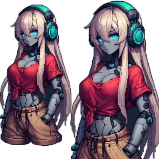 robot, mask, weapon, creature, concept art, cyberpunk, pixel art, anime transparent PNG cut-out