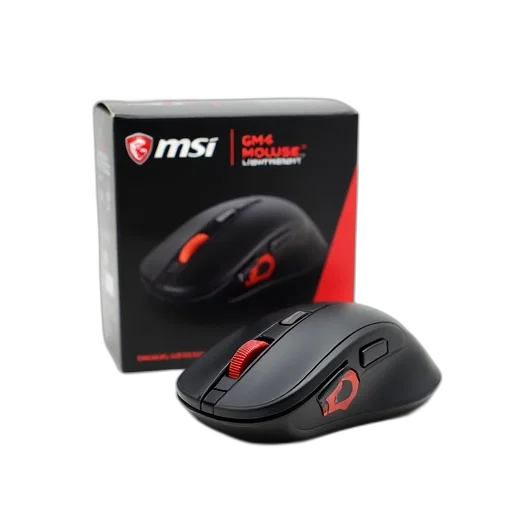 black, computer, mouse, red, logo, side, displayed, front transparent PNG cut-out