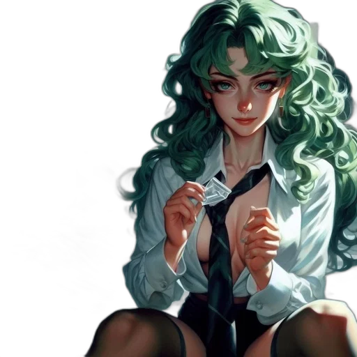 dress, concept art, comic book art, anime, fantasy art, green, pastel, monochrome transparent PNG cut-out