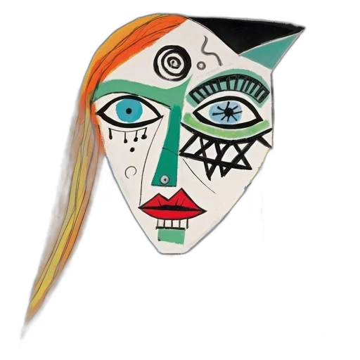 mask, face, hat, jewelry, cartoon, concept art, fantasy art, photorealistic transparent PNG cut-out