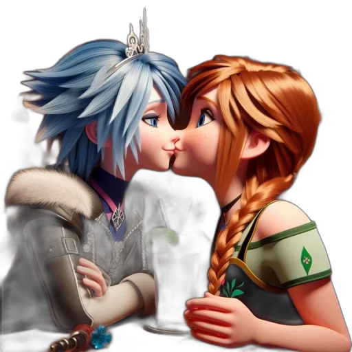 fantasy art, concept art, pixel art, anime, snow, blue, two, animated transparent PNG cut-out