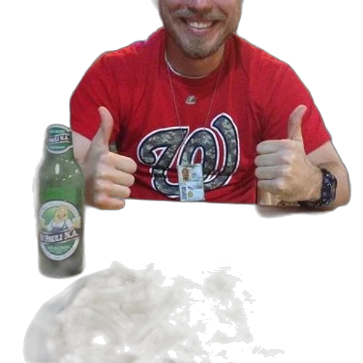 bottle, food, jacket, face, photorealistic, 3d render, concept art, man transparent PNG cut-out