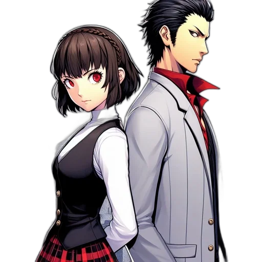 jacket, dress, staff, anime, concept art, pixel art, cartoon, city street transparent PNG cut-out