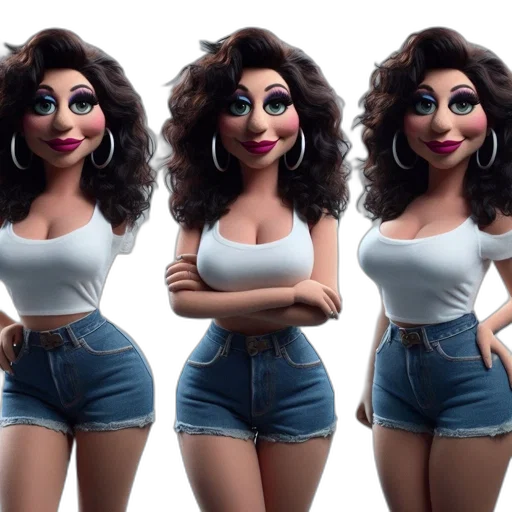 cartoon, concept art, 3d render, photorealistic, three, females, similar, features transparent PNG cut-out
