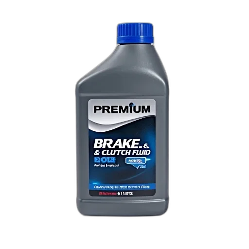 bottle, brake, fluid, blue, cap, placed, white, background transparent PNG cut-out