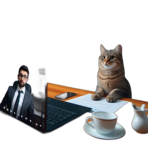 staff, animal, furniture, 3d render, concept art, photorealistic, cluttered, office transparent PNG cut-out