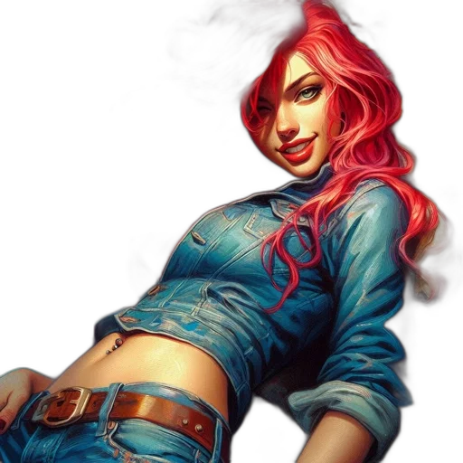 jacket, comic book art, concept art, fantasy art, photorealistic, fire, neon lights, red transparent PNG cut-out