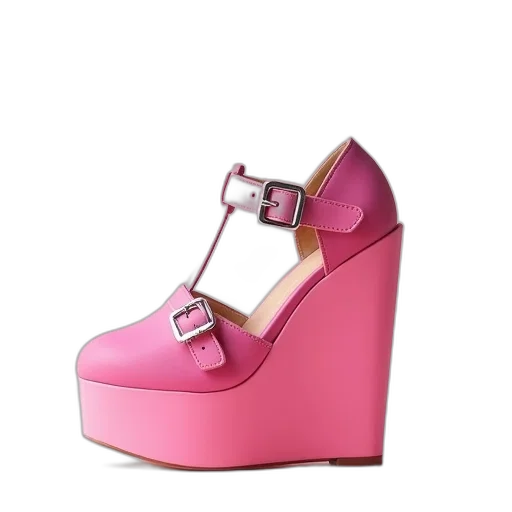 shoes, 3d render, pastel, women, pink, platform, wedge, shoe transparent PNG cut-out
