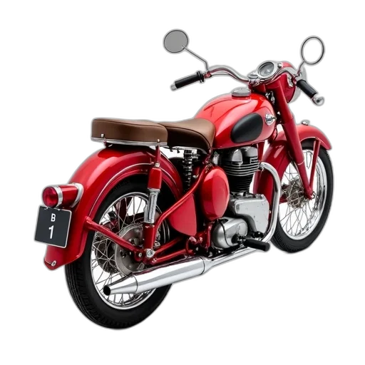 photorealistic, 3d render, concept art, red, vintage, motorcycle, leather, seat transparent PNG cut-out