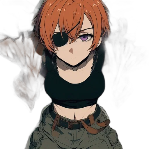 jacket, dress, weapon, mask, anime, watercolor, concept art, pixel art transparent PNG cut-out