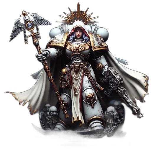 concept art, fantasy art, monochrome, female, warrior, figure, stands, tall transparent PNG cut-out
